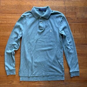 Polo Ralph Lauren Flesh Pony‎ Long Sleeve Polo Shirt Classic Fit Green Small